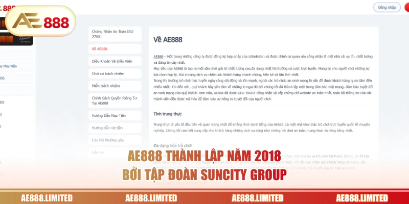 AE888 thành lập năm 2018 bởi tập đoàn SunCity Group